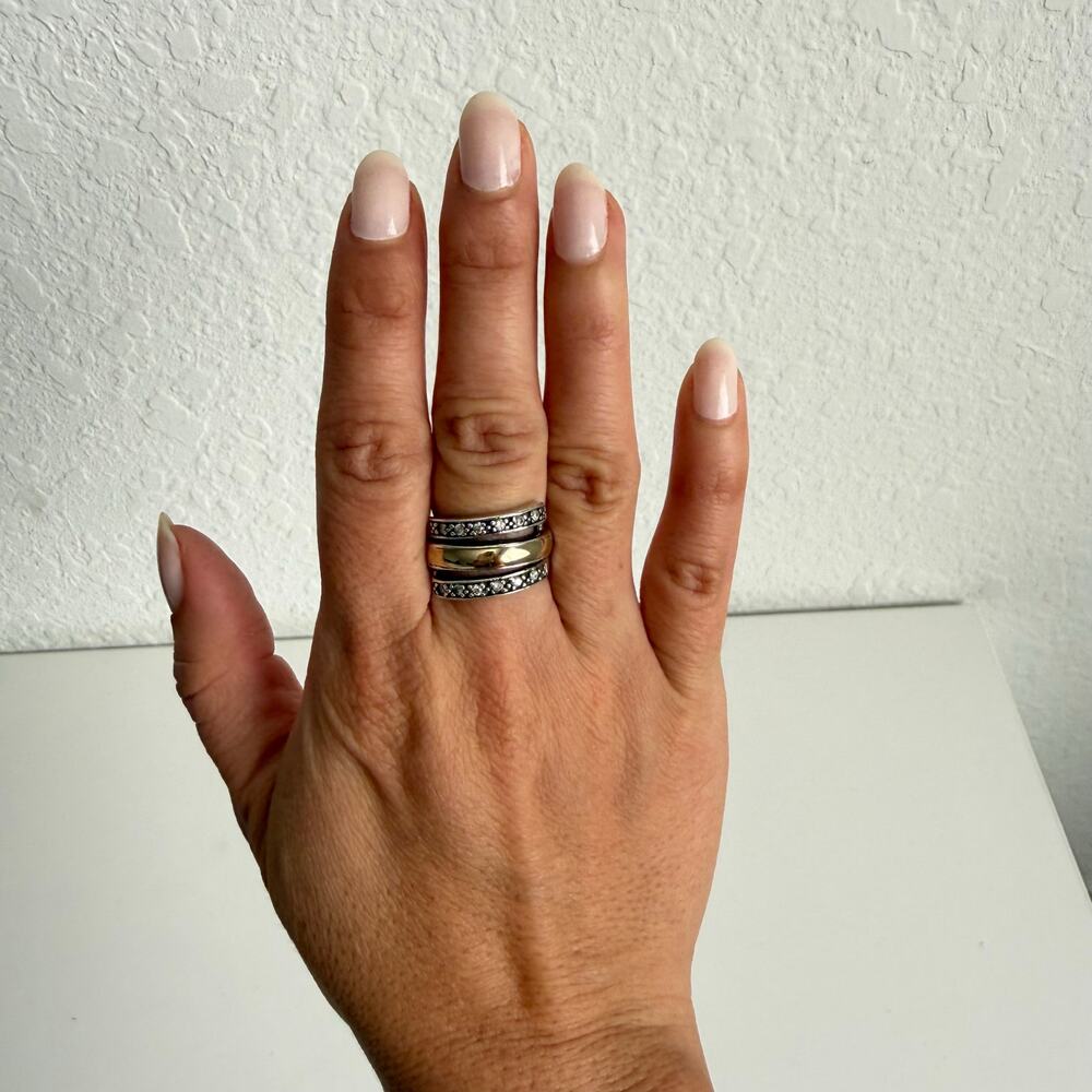 Rings Bundle Sterling Silver 925 Colombian Made with Rhinestones 5 piece Size 7 - Picture 3 of 8